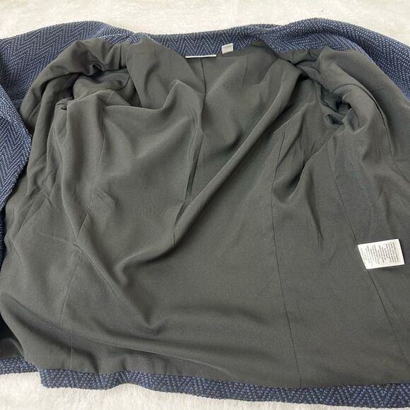 Halogen Women's Size S Open Front Waterfall Blazer Black Navy Chevron Zig Zag - Picture 5 of 10